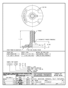Click Bond Stud, CS922CRM16MP50M , 2-3/8" dia. Base M16 x 50mm 316SS Primed